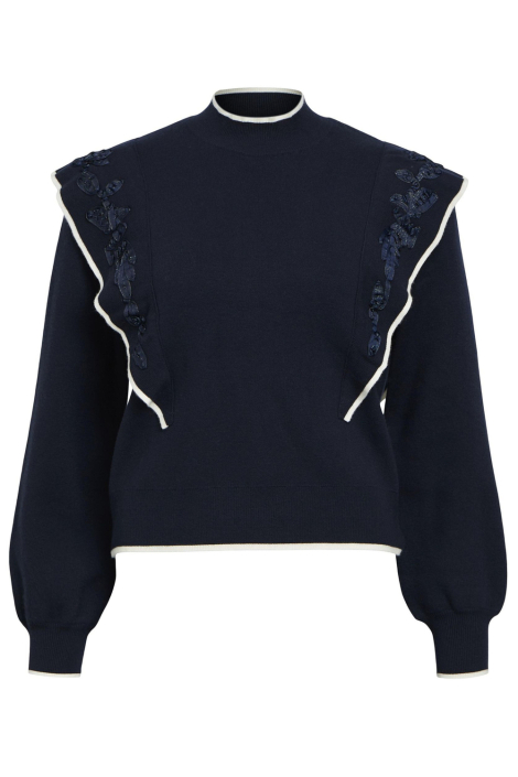 Object blauwe dames trui