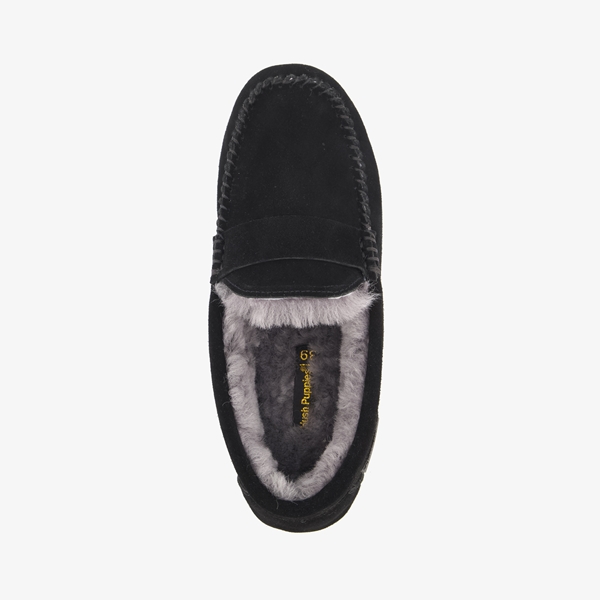 Hush Puppies suede dames pantoffels zwart