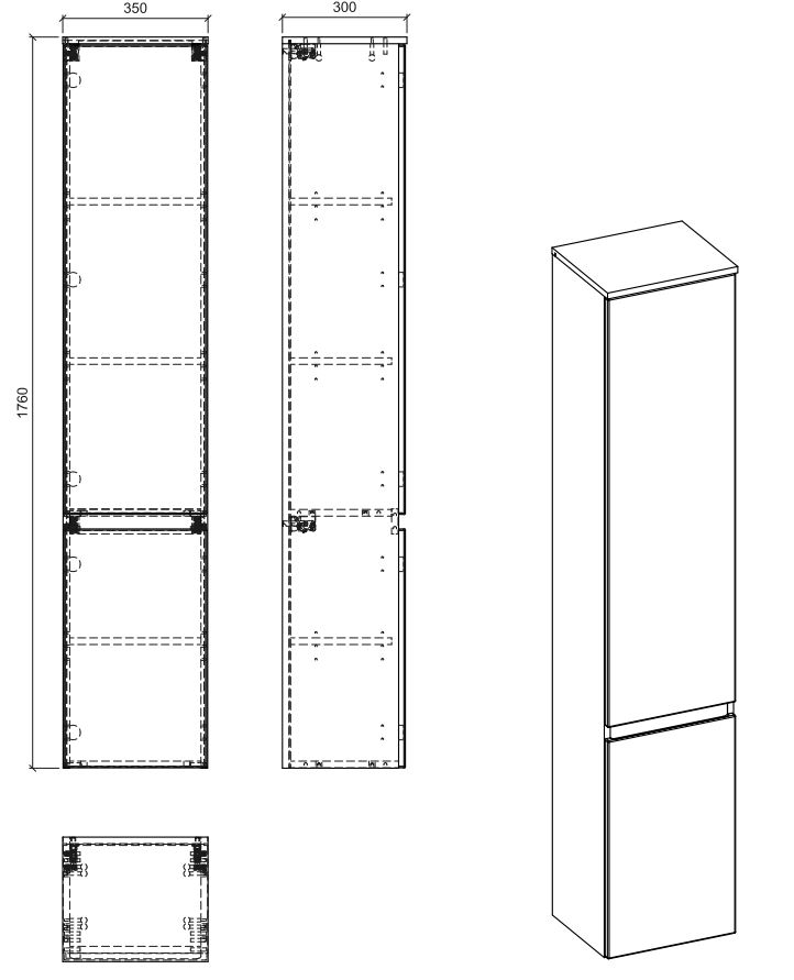 Comad Platinum 800 FSC kolomkast 35x30x176cm wit/eiken