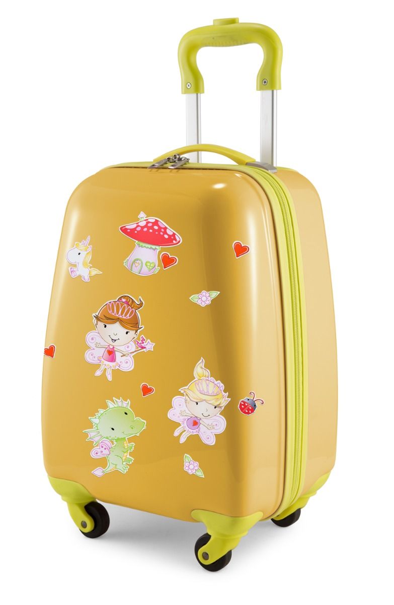 Para crianças - Mala infantil com adesivos refletivos de fadas, mala infantil rígida, bagagem de mão, 24 litros