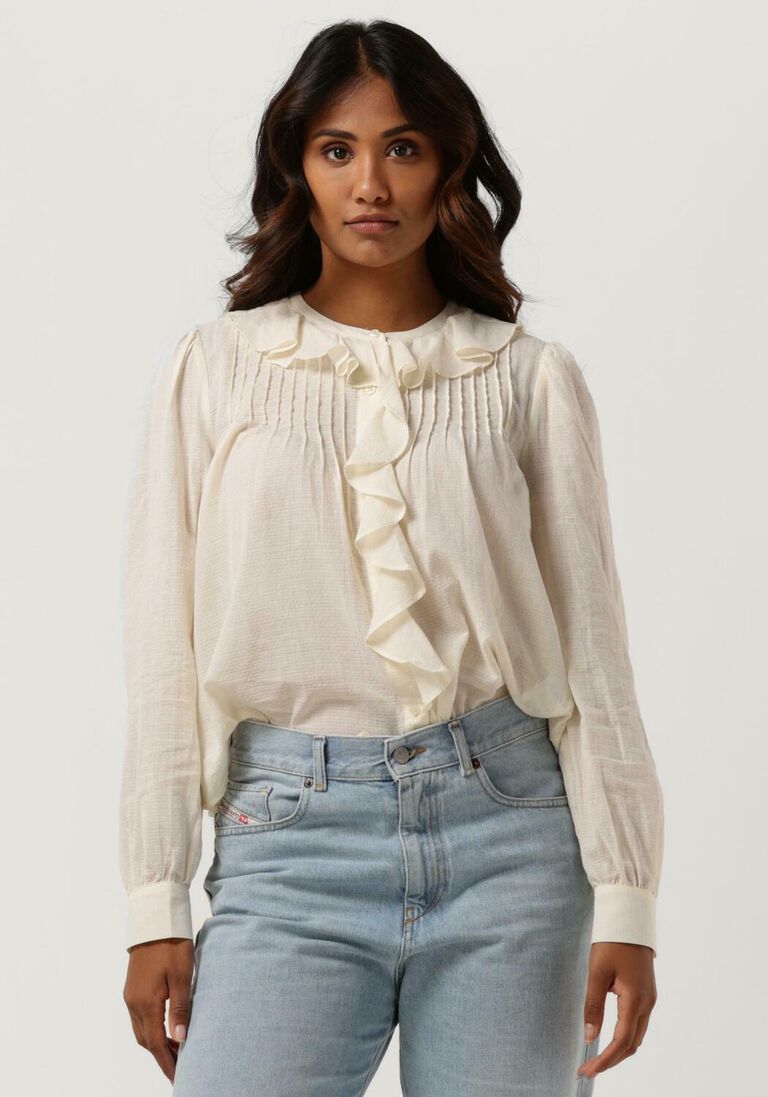 SCOTCH & SODA gebroken wit scotch & soda blouse pin-tuck ruffled seasonal shirt