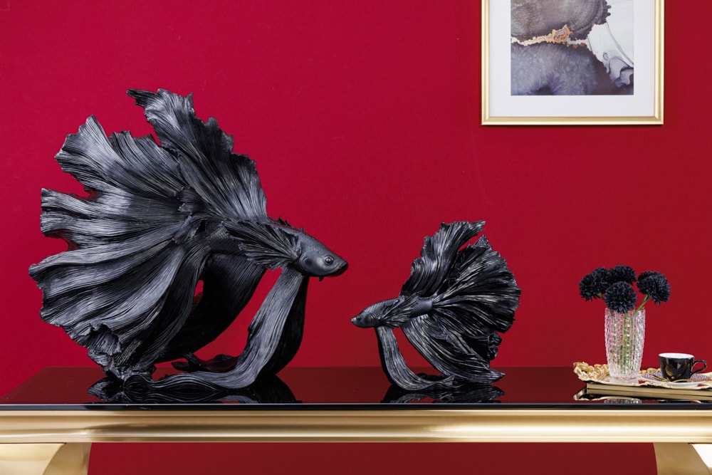riess-ambiente Skulptur CROWNTAIL - 65cm schwarz Betta Fisch