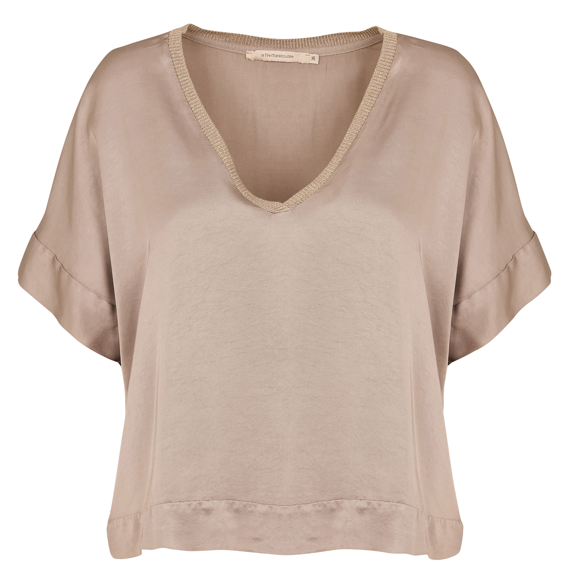 Top manches courtes satiné | Marron