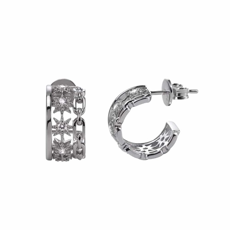 Boucles D'oreilles Argent étoile Sertie De Zirconium Blanc