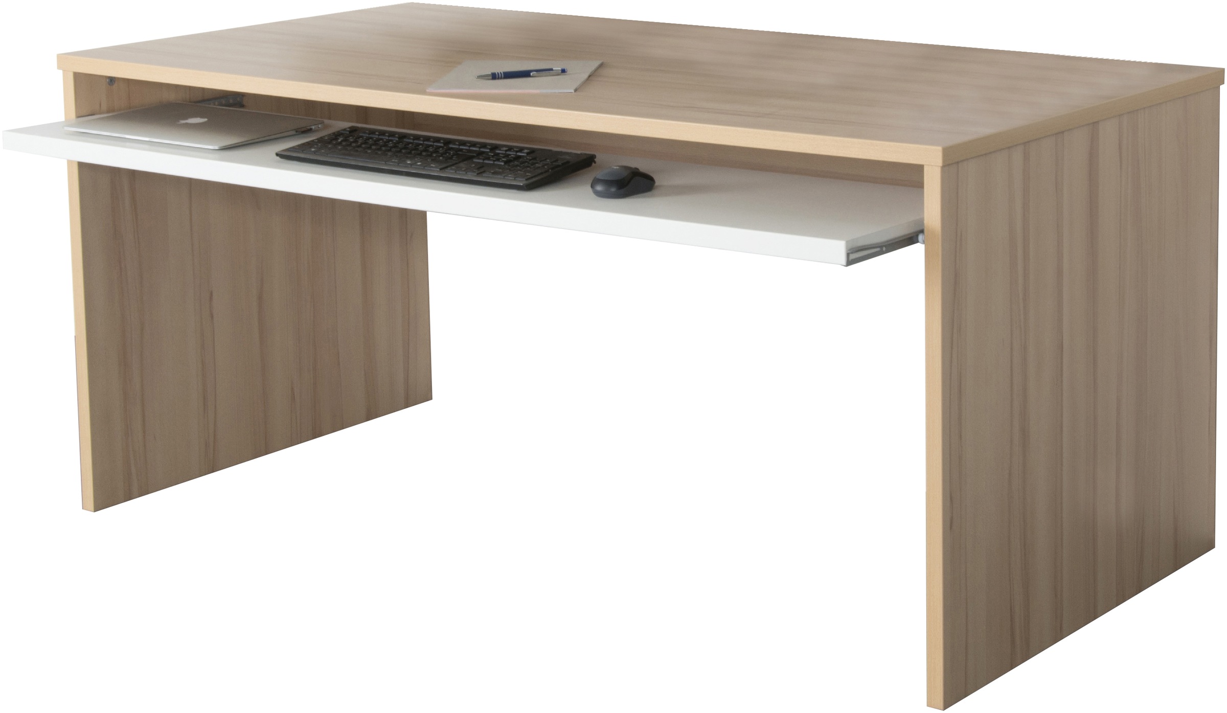 VOGL Möbelfabrik Schreibtisch »Barrie mit 2-farbigem Tastaturauszug« in 2 Breiten, 2,5 cm Tischplattenstärke, Made in Germany