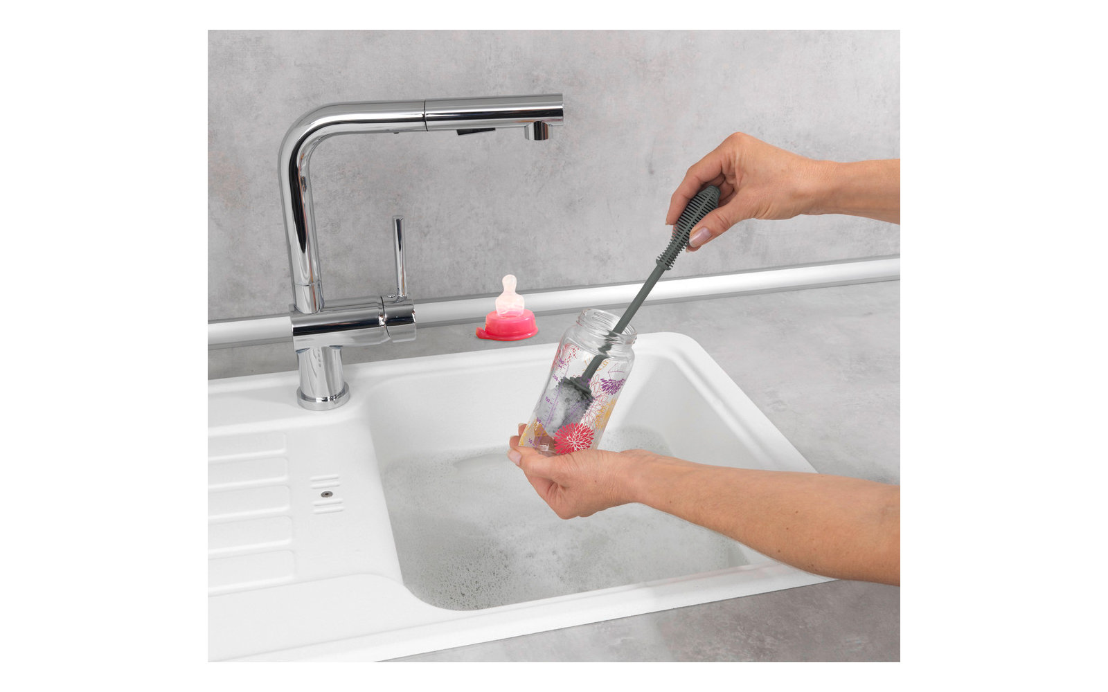 Wenko Silikon Spülbürste 25 cm grau