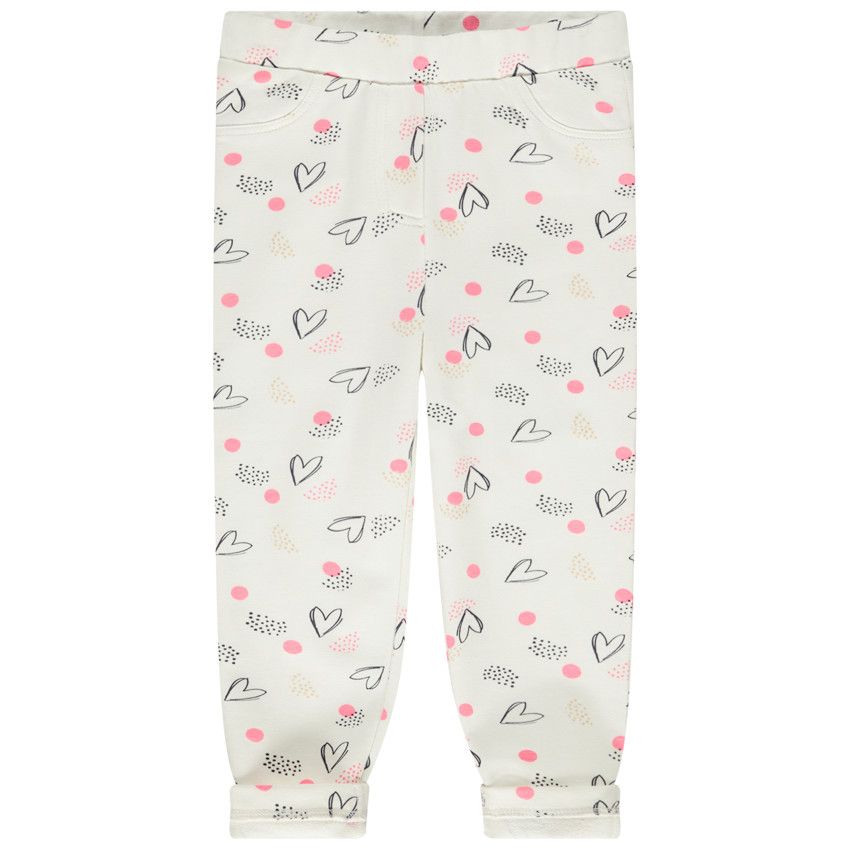 Jegging en molleton imprimé fantaisie pour bébé fille - Ecru
