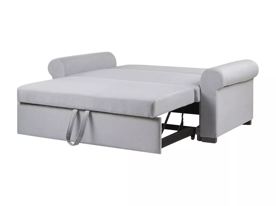 Canapé 2 places convertible en tissu gris clair SILDA