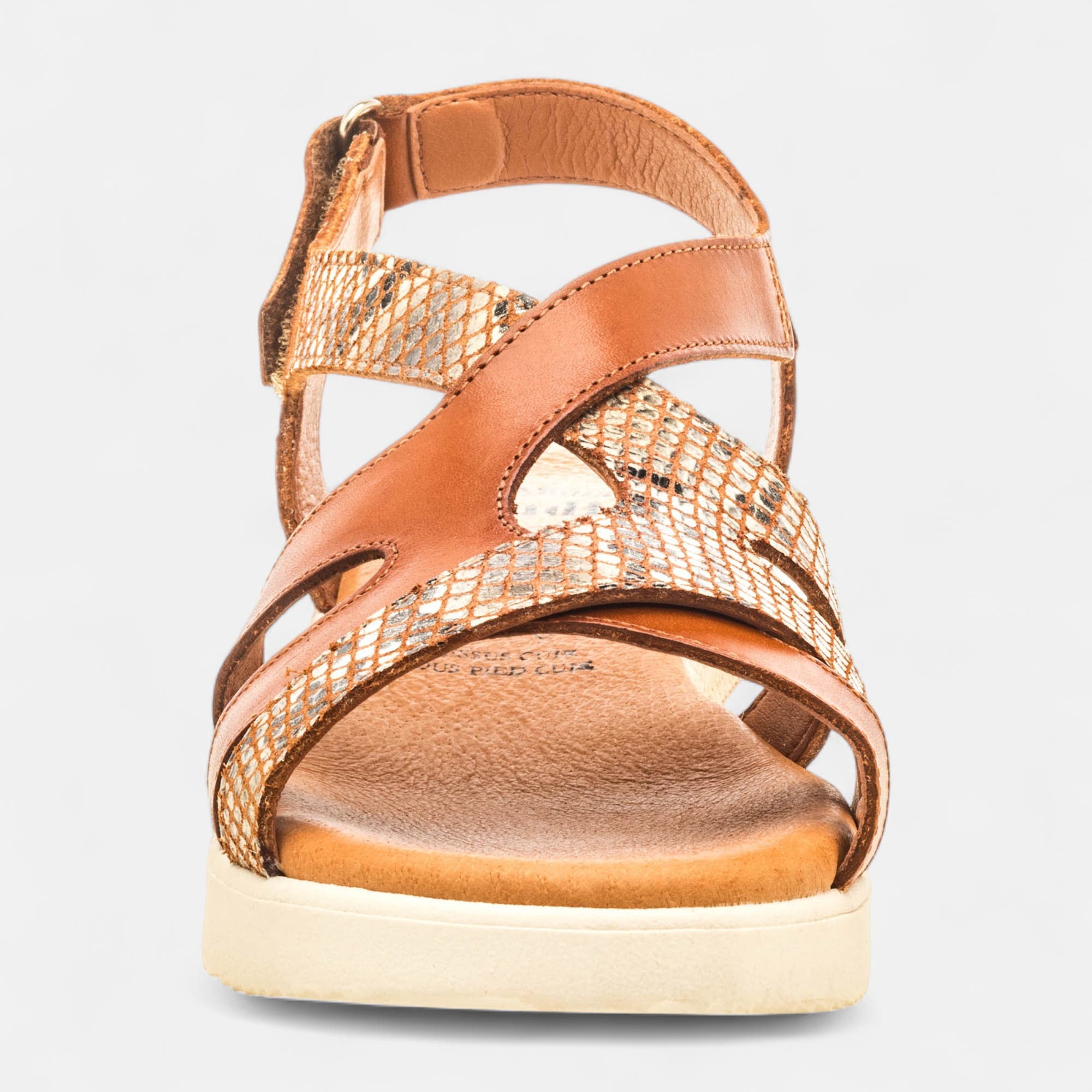 Sandales Femme en cuir cognac