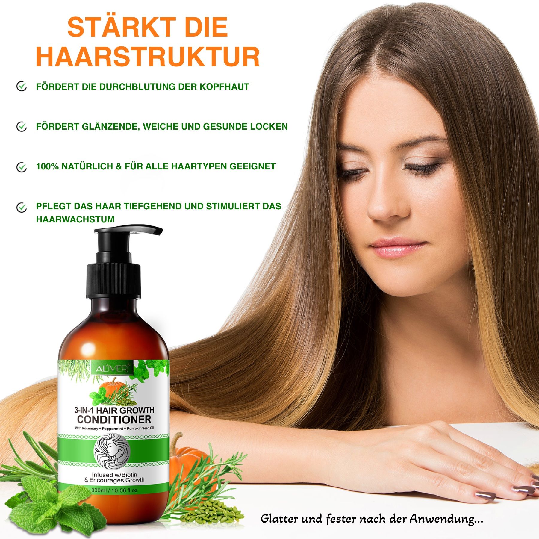 ALIVER 3-in-1 Rosmarin Minze Kürbis Haarspülung