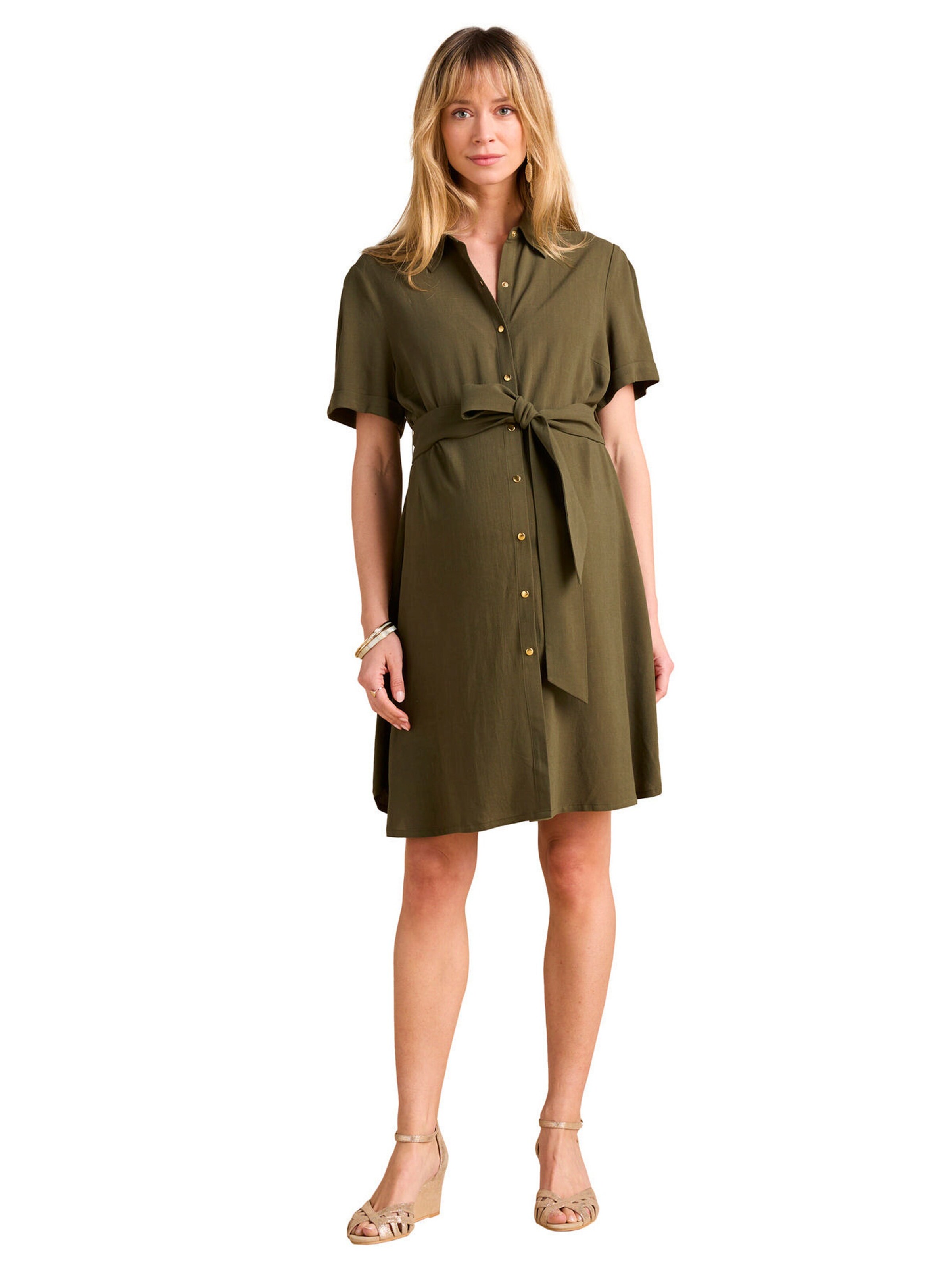 Envie de Fraise Kurzes Blusenkleid für Schwangerschaft und Stillzeit khaki