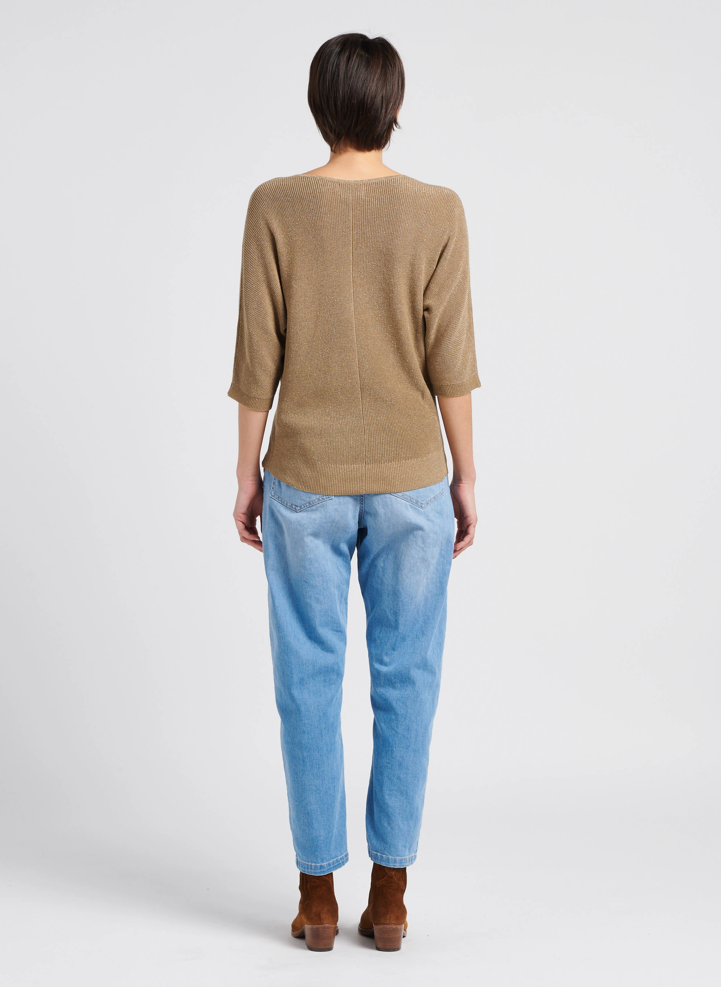 Jean droit en coton mélangé| Bleu