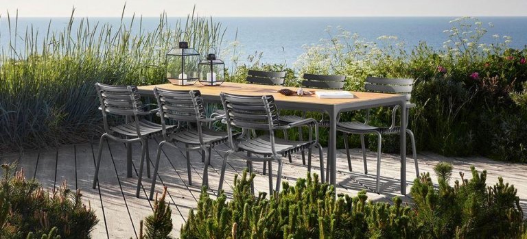 Houe Four tuintafel 210x90 zwart, zwart onderstel