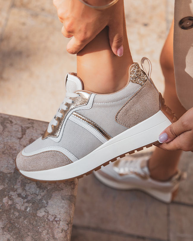 Basket femme beige à lacets - Felicia