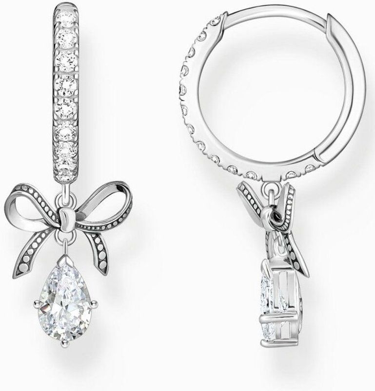 Thomas Sabo - Oorbellen - Gerecycled Zilver - Gezwarte Textuur - Zirkoon