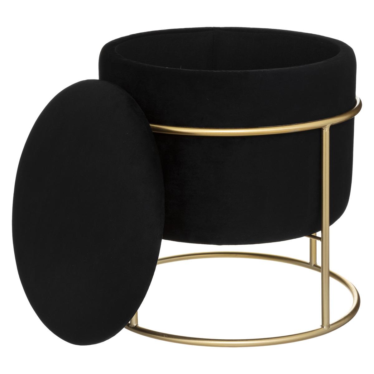 POUF COFFRE VELOURS ELIANE NOIR