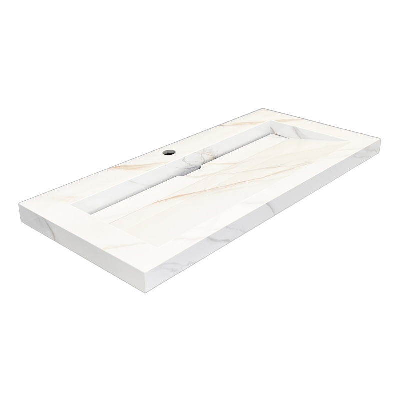 Lambini Designs Quri keramische wastafel 100cm marmer met 1 kraangat