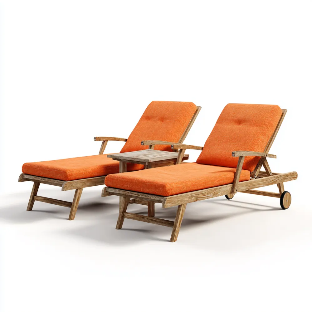 Gartenliege Set Holz 200x65x35 cm – Orange – Verstellbar