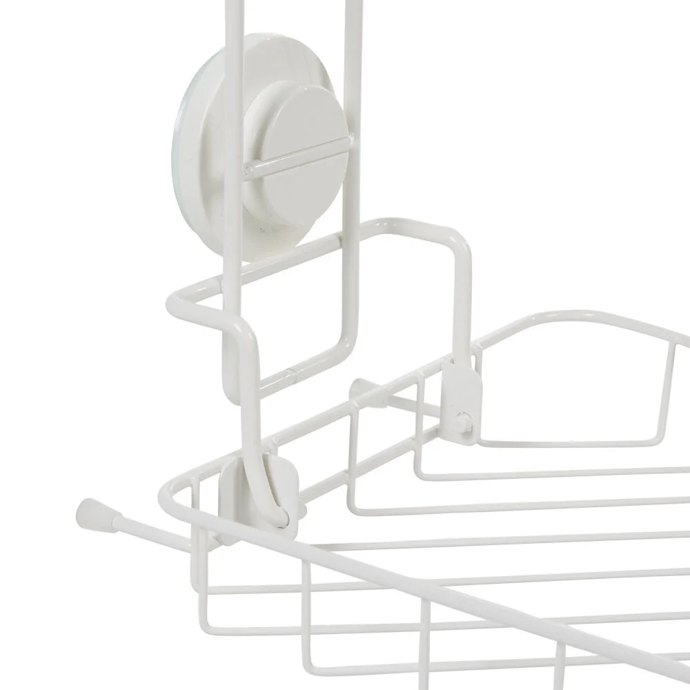 Étagère de douche 2 paniers d angle à ventouse blanc
