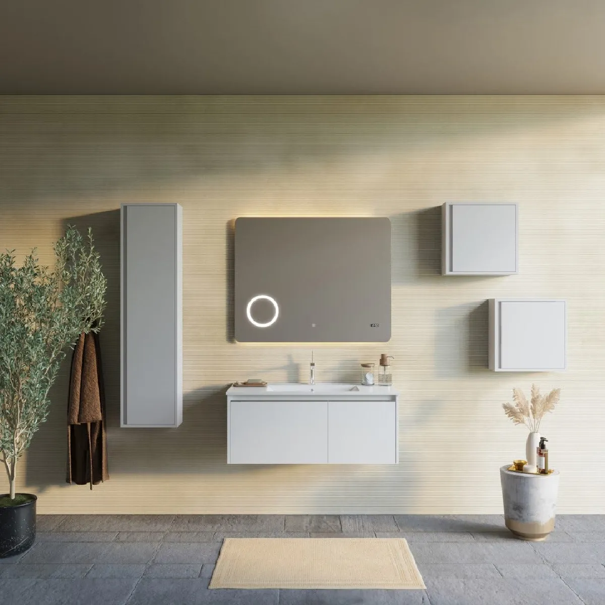 Kiamami Valentina Armoire salle de bains Monaco - Blanc 100 cm
