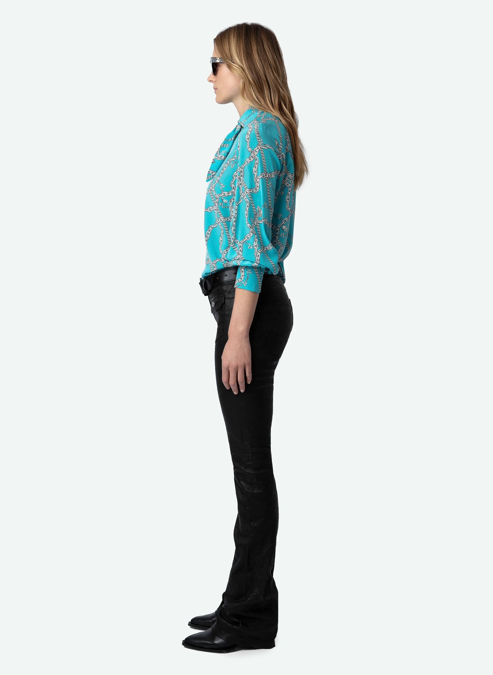 TUILE - Blouse imprimée en soie | Bleu