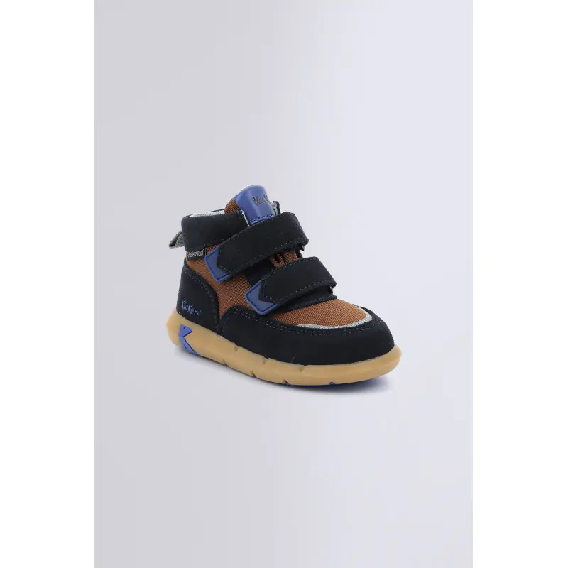 JUNIBO MARINE MARRON SNEAKERS HAUTES Cuir/Textile Garçon