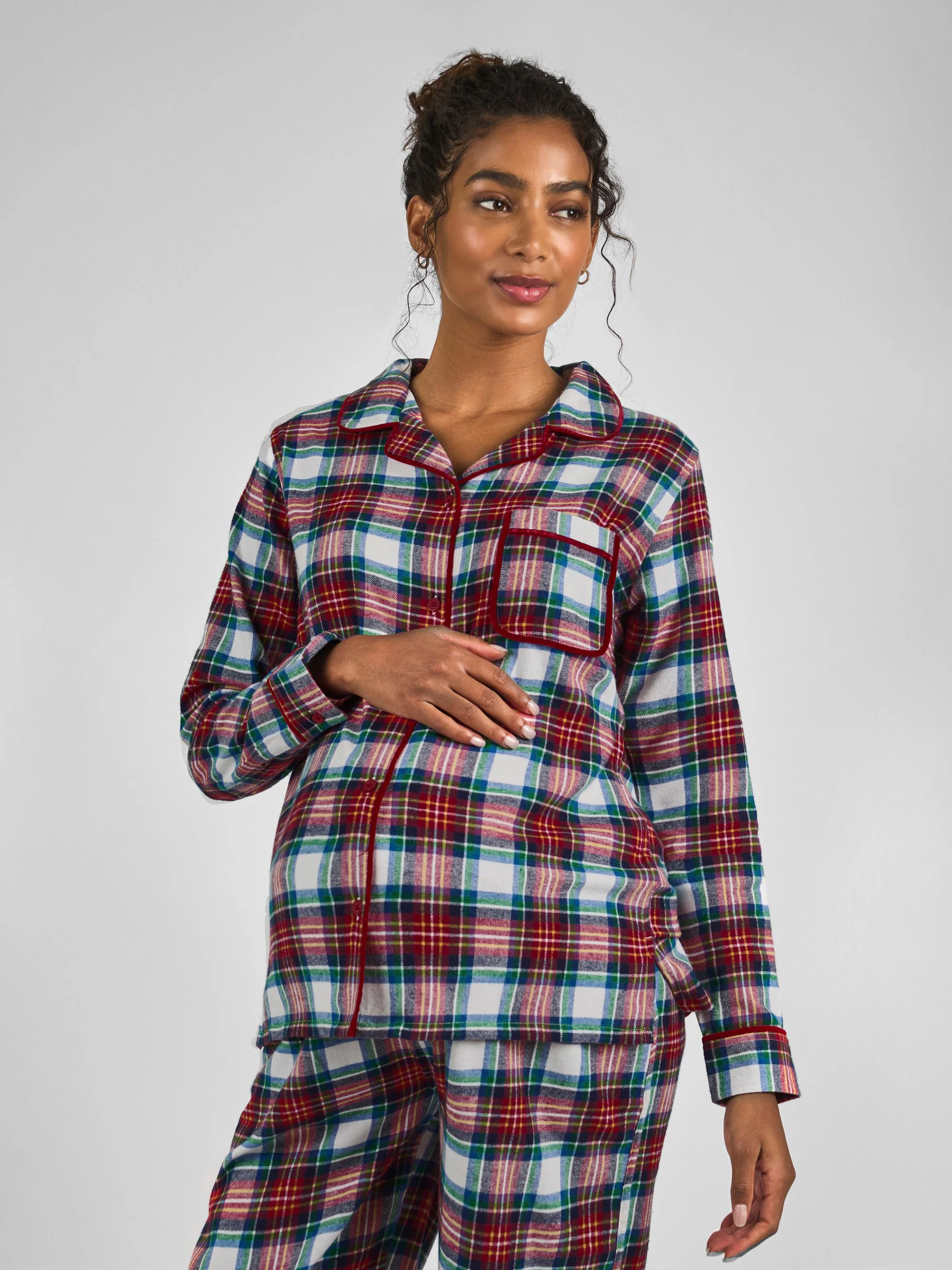 JoJo Maman Bébé Maternity Check Woven Pyjama Set
