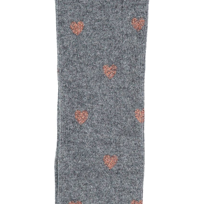 Collants épais imprimés coeurs - Gris chiné