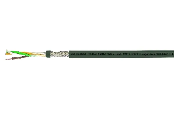 HELUKABEL DATAFLAMM-C 2x0.5 Tr.500, Lavspændingskabel, Grøn, Polyvinylchlorid (PVC), Polyvinylchlorid (PVC), Cooper, 2x0.5 mm²