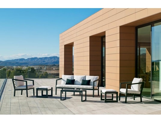 HEVEA - Salon extérieur Ensemble salon sofa de jardin acapu 8+2 en aluminium anthrac...