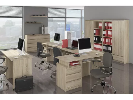Bibliothèque de bureau AKORD R80 Chêne Sonoma 80 cm 1 porte façade Chêne Sonoma mat 8 étagères 80x35x180 cm