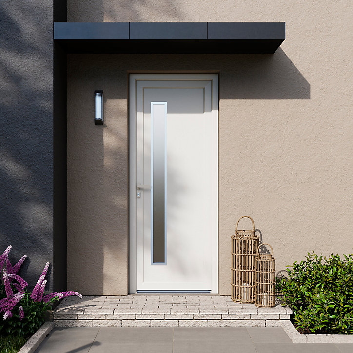 Porte d'entrée FORTIA pvc blanc RAL 9003 Gatteo 96 x h.218 cm poussant droit
