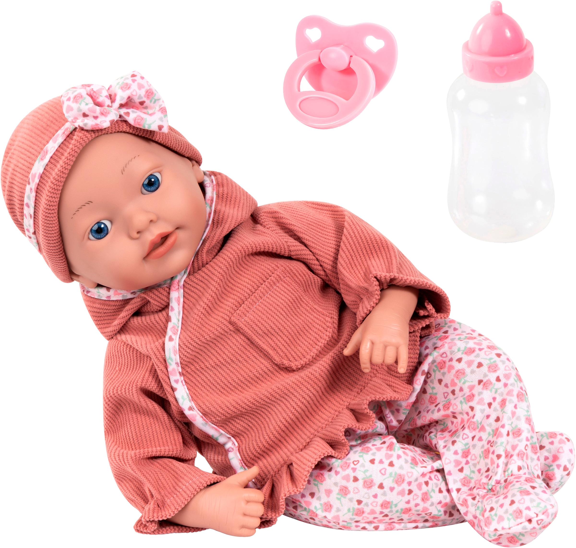 Bayer Babypuppe »Reborn Baby, 38 cm Herzchen braun«