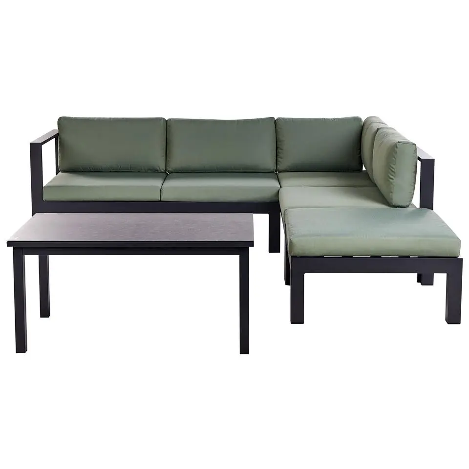 MESSINA - Loungeset voor 5 - Zwart/Groen - Aluminium