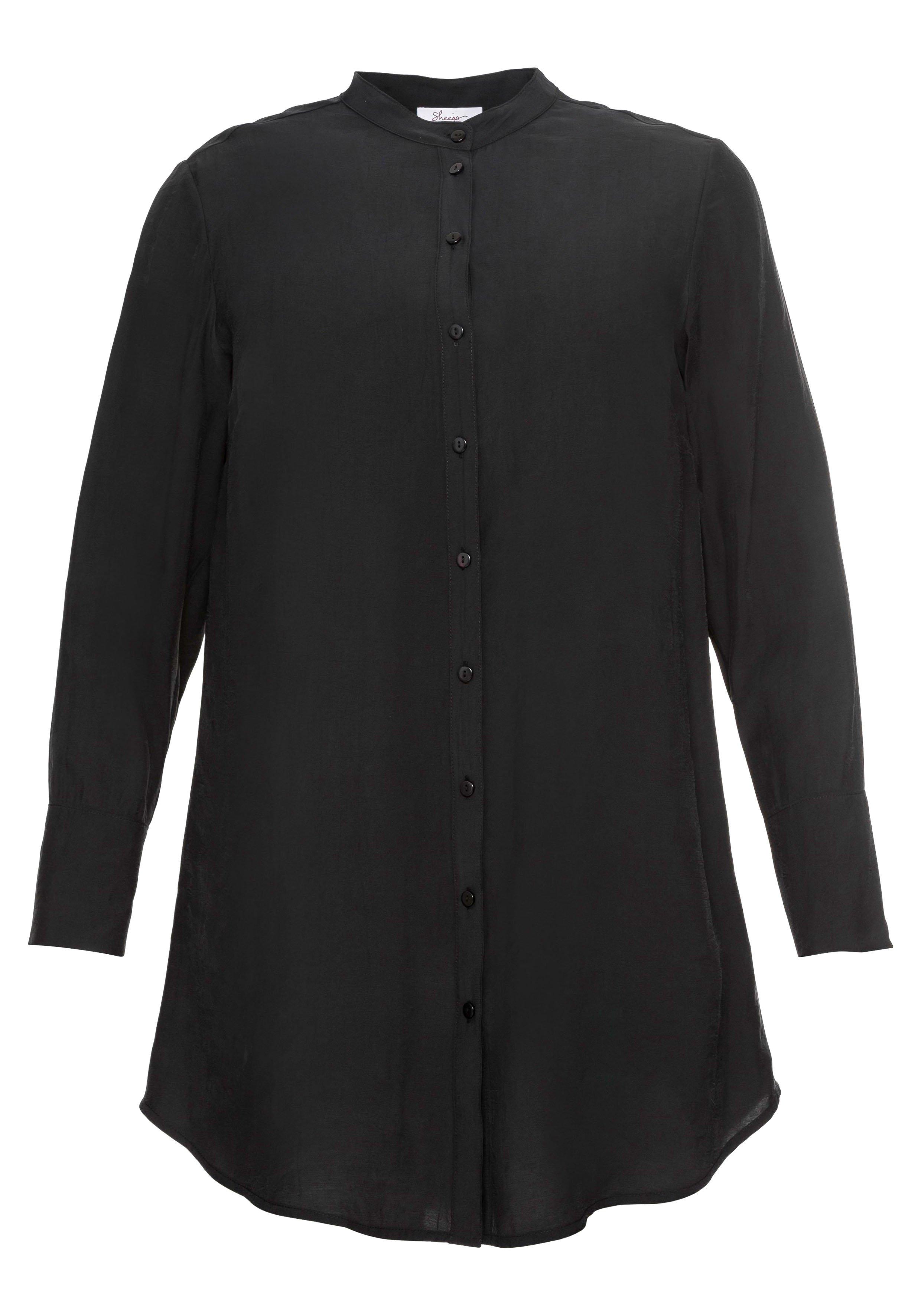Longbluse mit Stehkragen und  Passe hinten