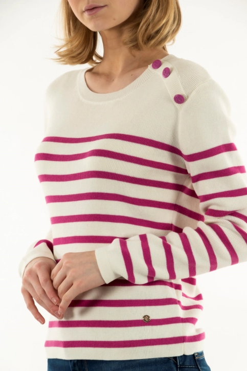 Pull léger la petite etoile camilia ecru/rose