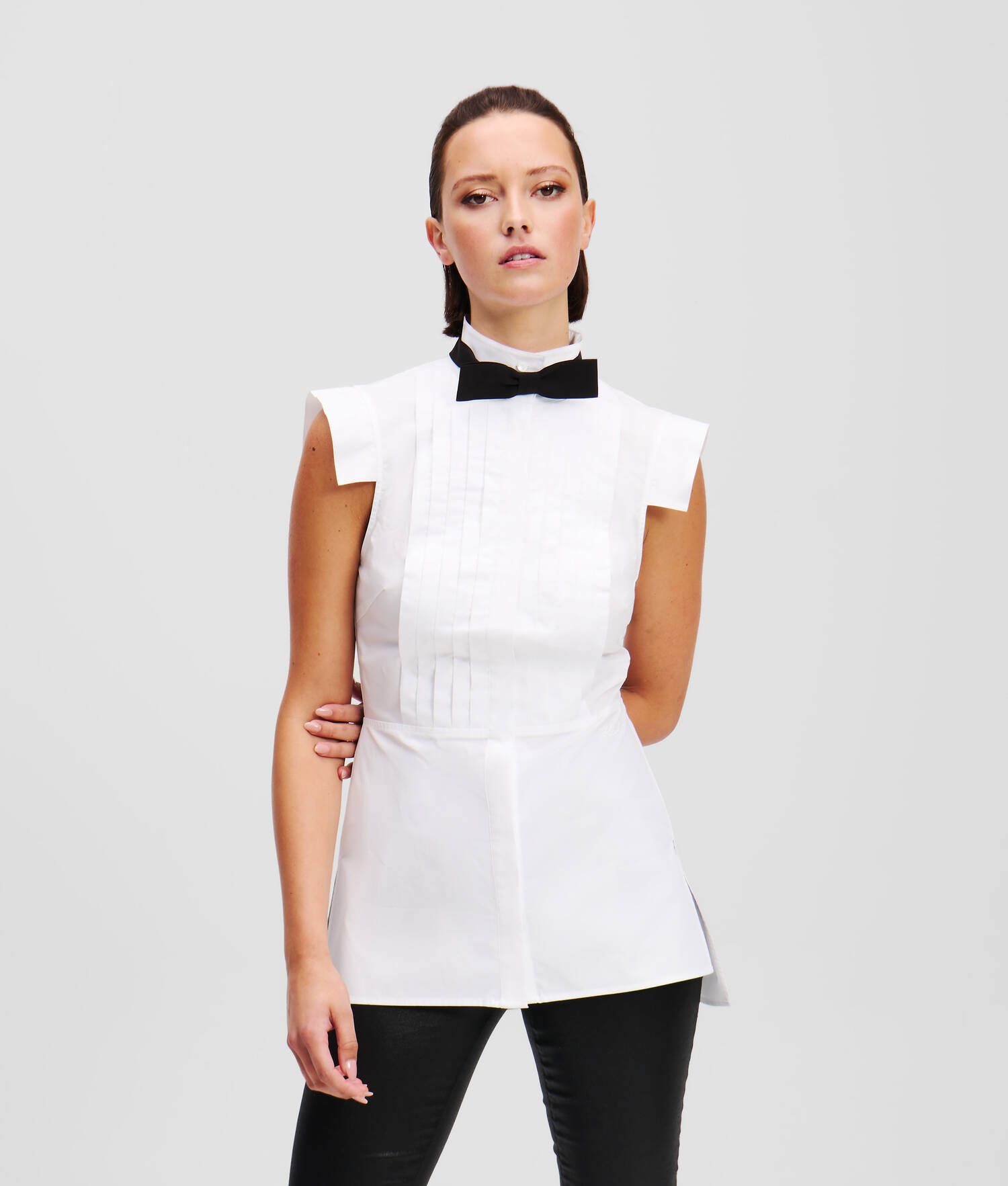 BLOUSE À NŒUD SANS MANCHES - Blanc