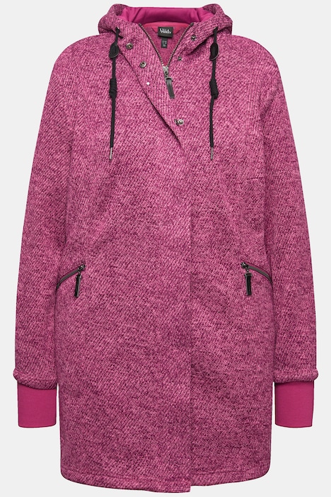 Strickfleece-Jacke, Kapuze, 2-Wege-Zipper, Zipptaschen