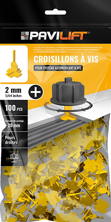 Sachet de 100 croisillons autonivelants 2 mm en + Pavilift®