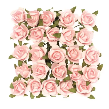 Glorex Röschen mit Draht, rosa, 15mm, 25 Stück