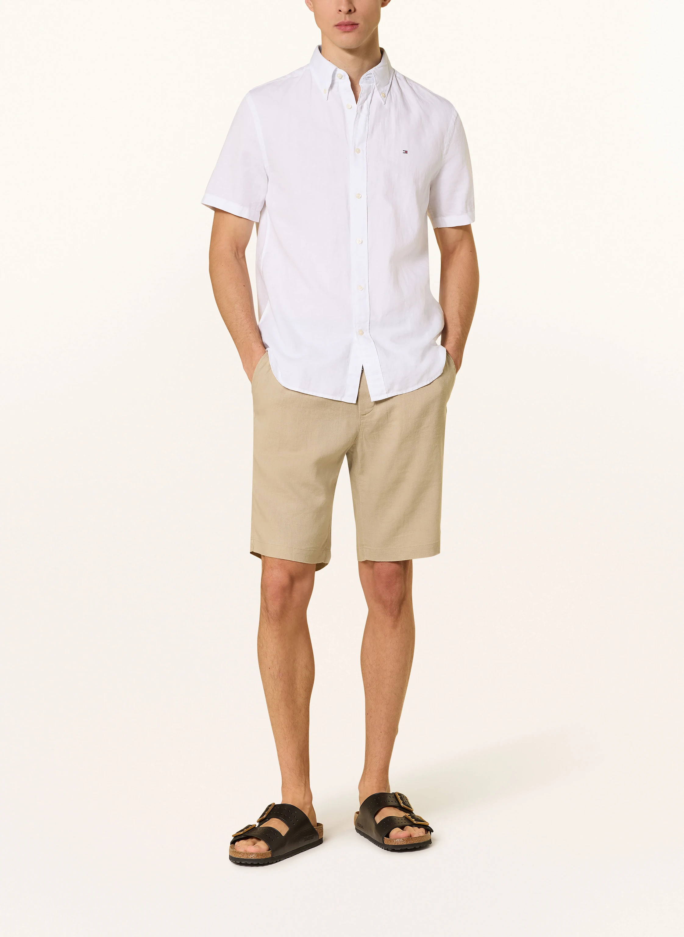 TOMMY HILFIGER Kurzarm-Hemd Regular Fit mit Leinen
