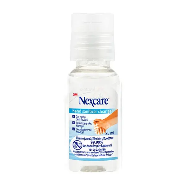 Gel antisséptico para mãos Nexcare™ Clear, 25 ml, 1 unidade por embalagem.