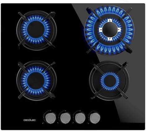 Cecotec Plaque à gaz Bolero Squad G 4200S Glass Black. Plaque à gaz avec 4 feux, finition verre noir, puissance 8000W, grilles individuelles et allumage électrique avec sécurité des vannes. : Cuisine et Maison