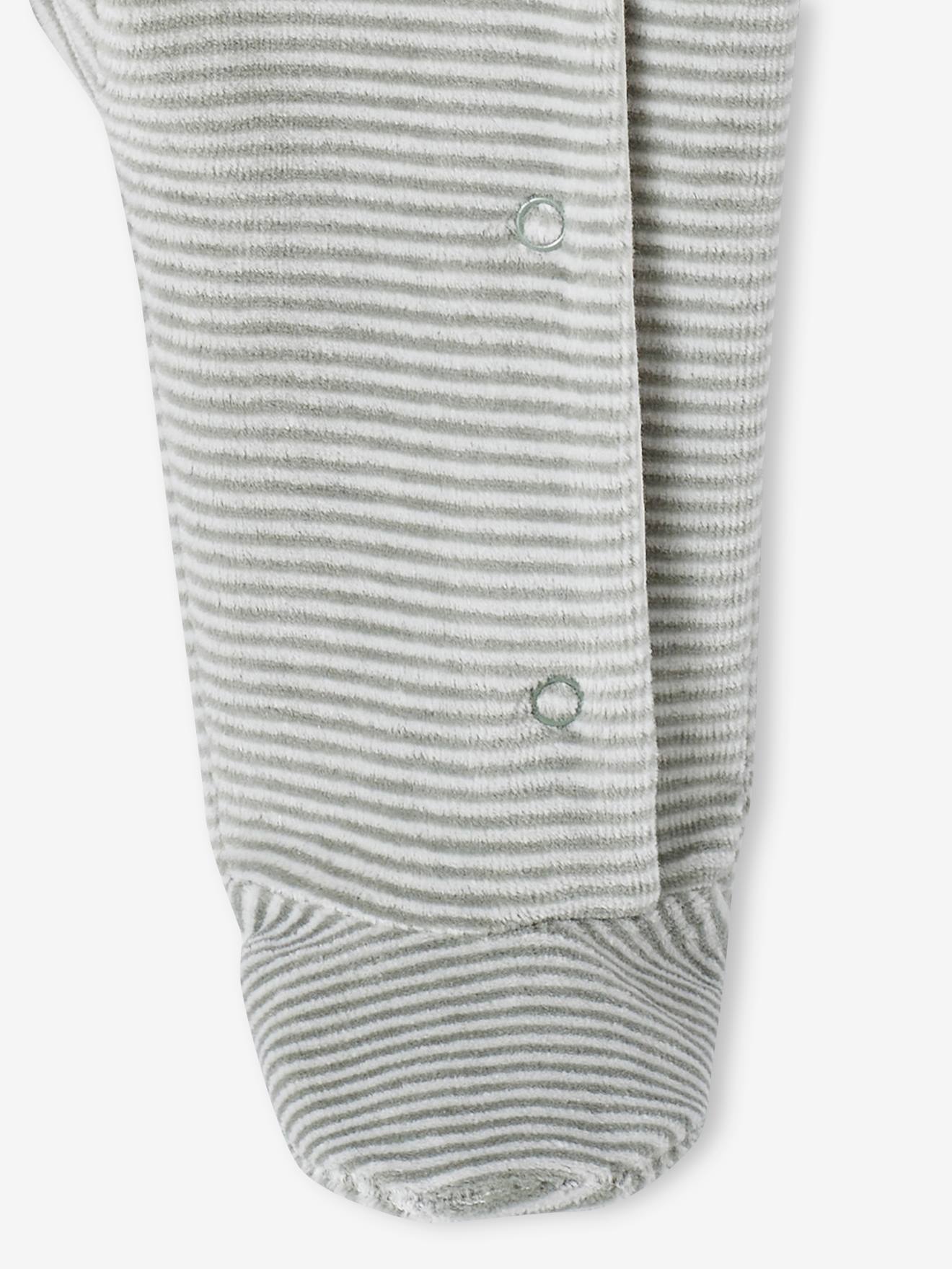 Conjunto de 2 macacões de veludo para bebê com abertura frontal, jeans cinza.