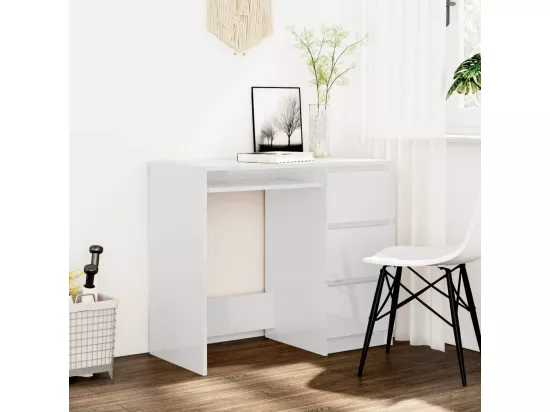 Bureau Blanc brillant 90x45x76 cm Bois d’ingénierie