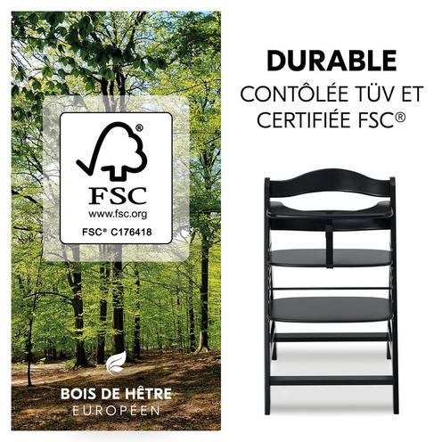 Chaise haute Alpha+ - Noir - HAUCK
