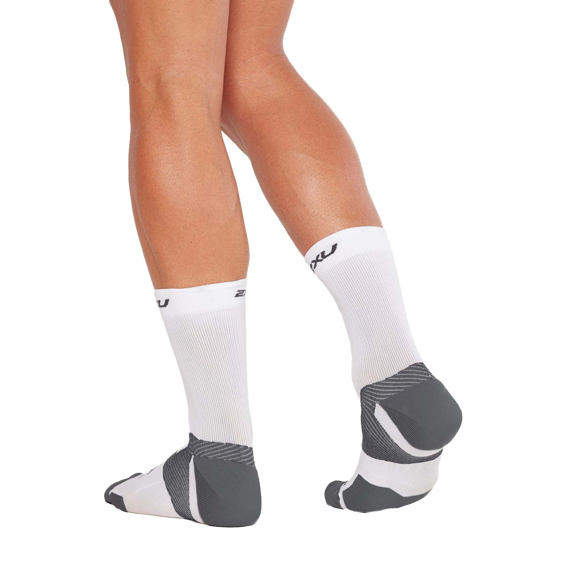 2XU Vectr Cushion Crew Compressiesokken Wit/Grijs