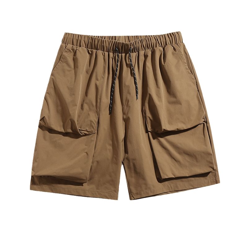 Giuliana - Effen cargoshorts met trekkoordtaille