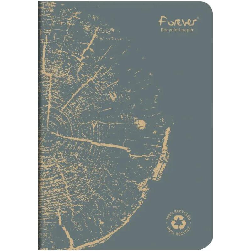 Carnet piqué FOREVER PREMIUM 100% recyclé A5 96 pages ligné papier recyclé blanc 90 g - Gris plomb