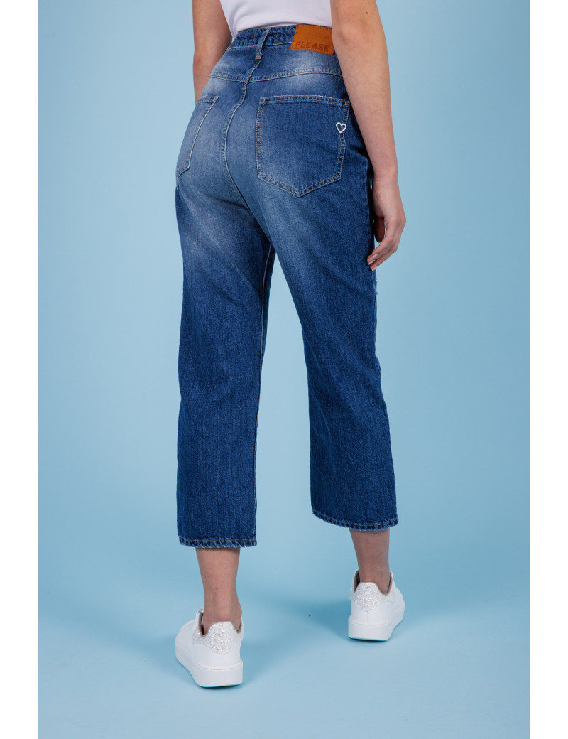 PLEASE JEAN COUPE LARGE BOYFIT BLU DENIM